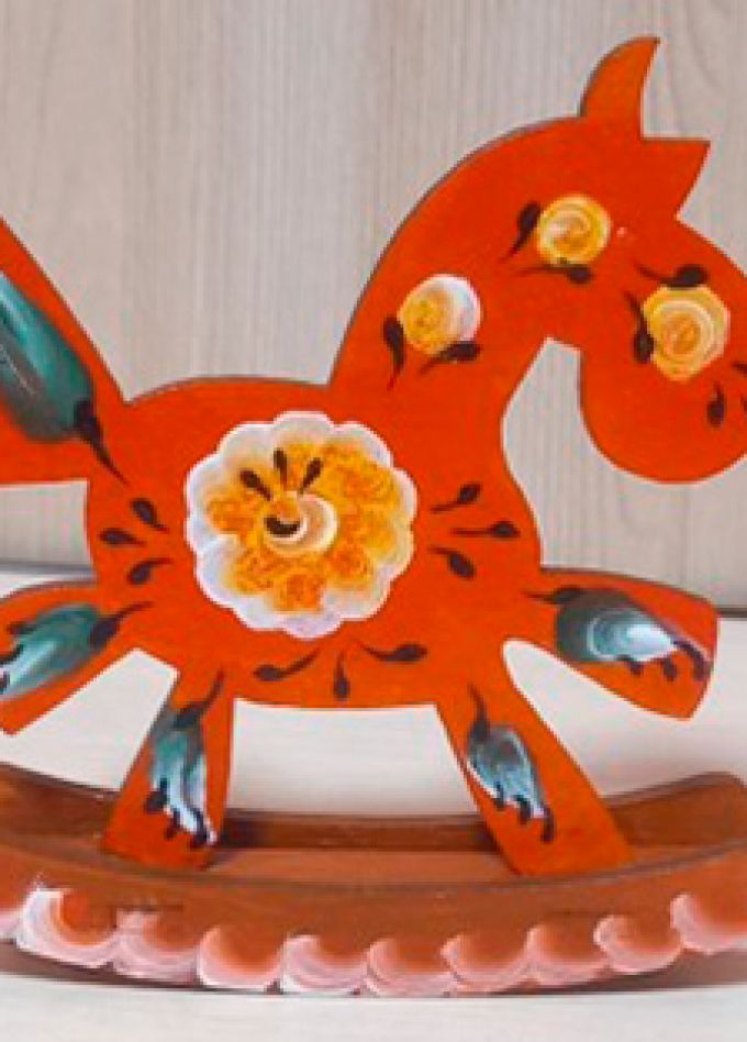 Роспись лошадки в стиле Урало-сибирской росписи. Мастер-класс